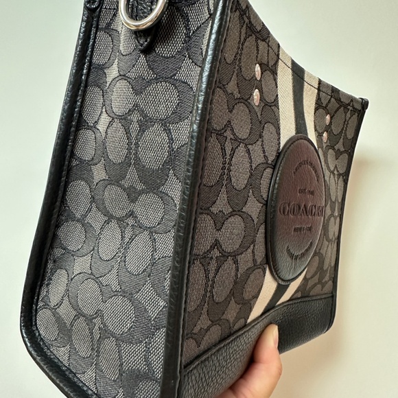 NWT! COACH Jacquard Signature Dempsey 2 way Mini Tote Bag Shoulder C7083 Black - Picture 3 of 12